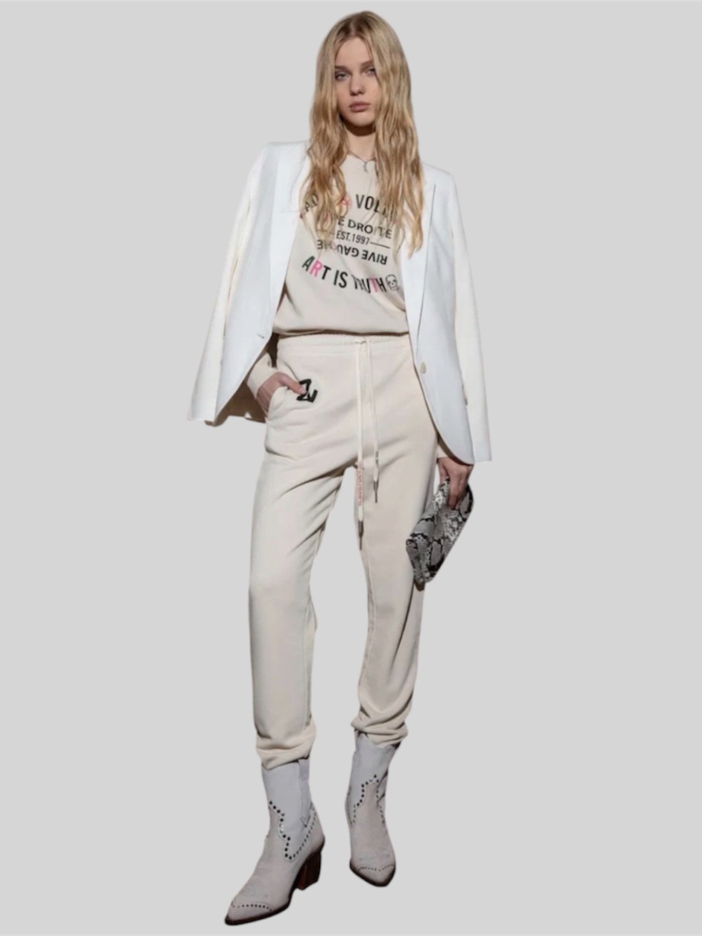 Zadig & Voltaire Steevy Sweatpants Trackpants 100% Cotton in Argile Beige XS